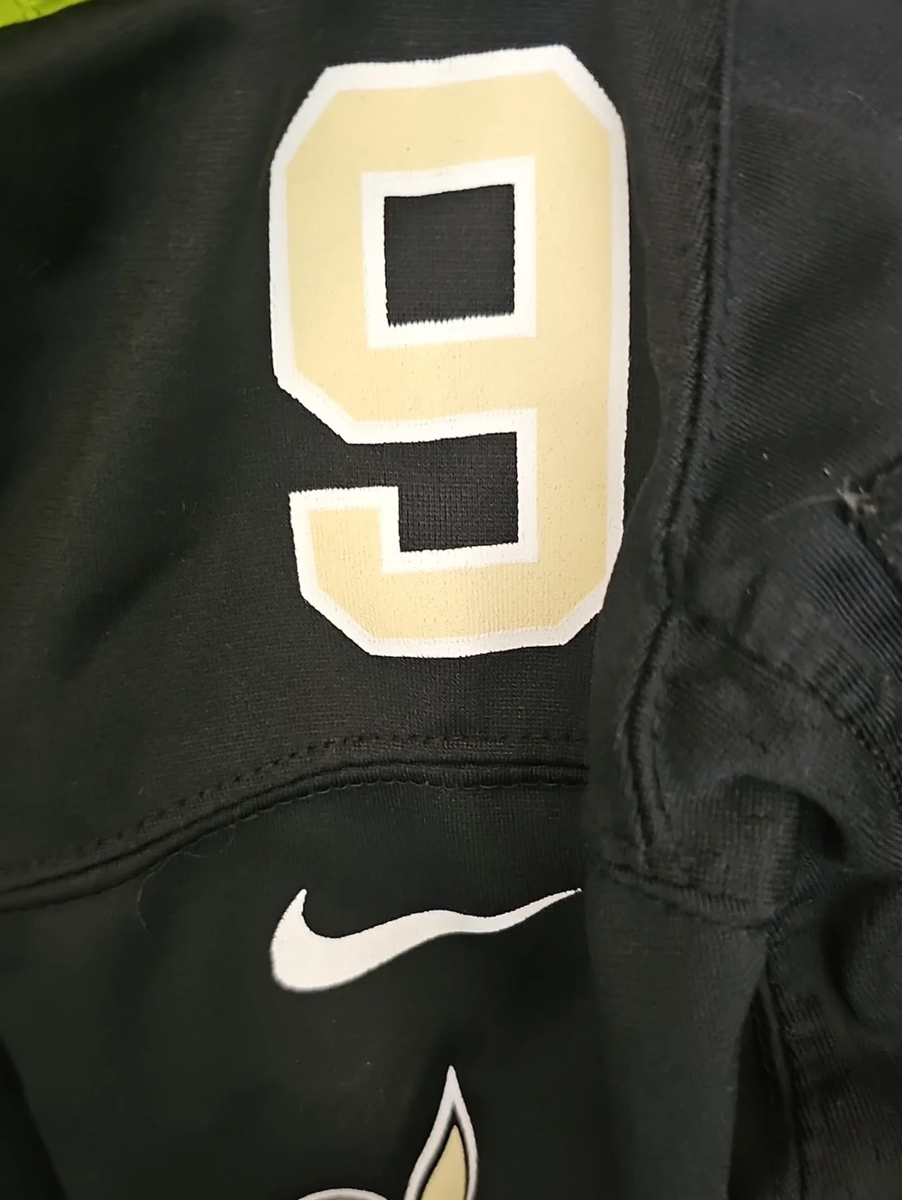 Nike Black and Gold Kids Football Jersey #9 Brees